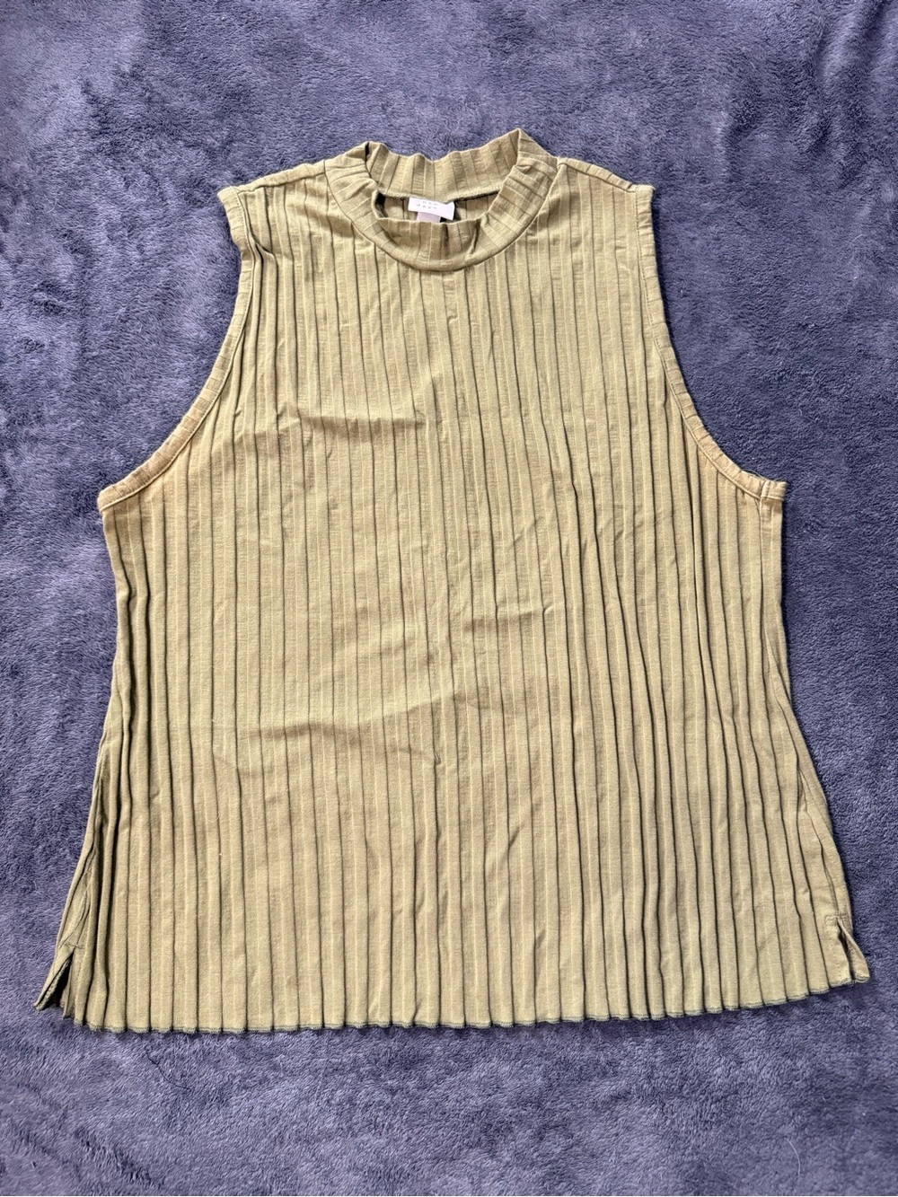 a new day Olive Ribbed Mock Neck Tank